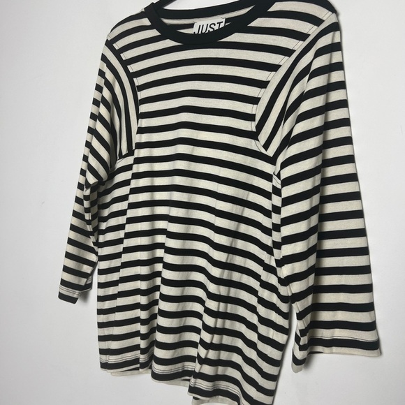 Just Female Black and White Striped Long Sleeve Top Size Medium Organic Cotton - Picture 6 of 16